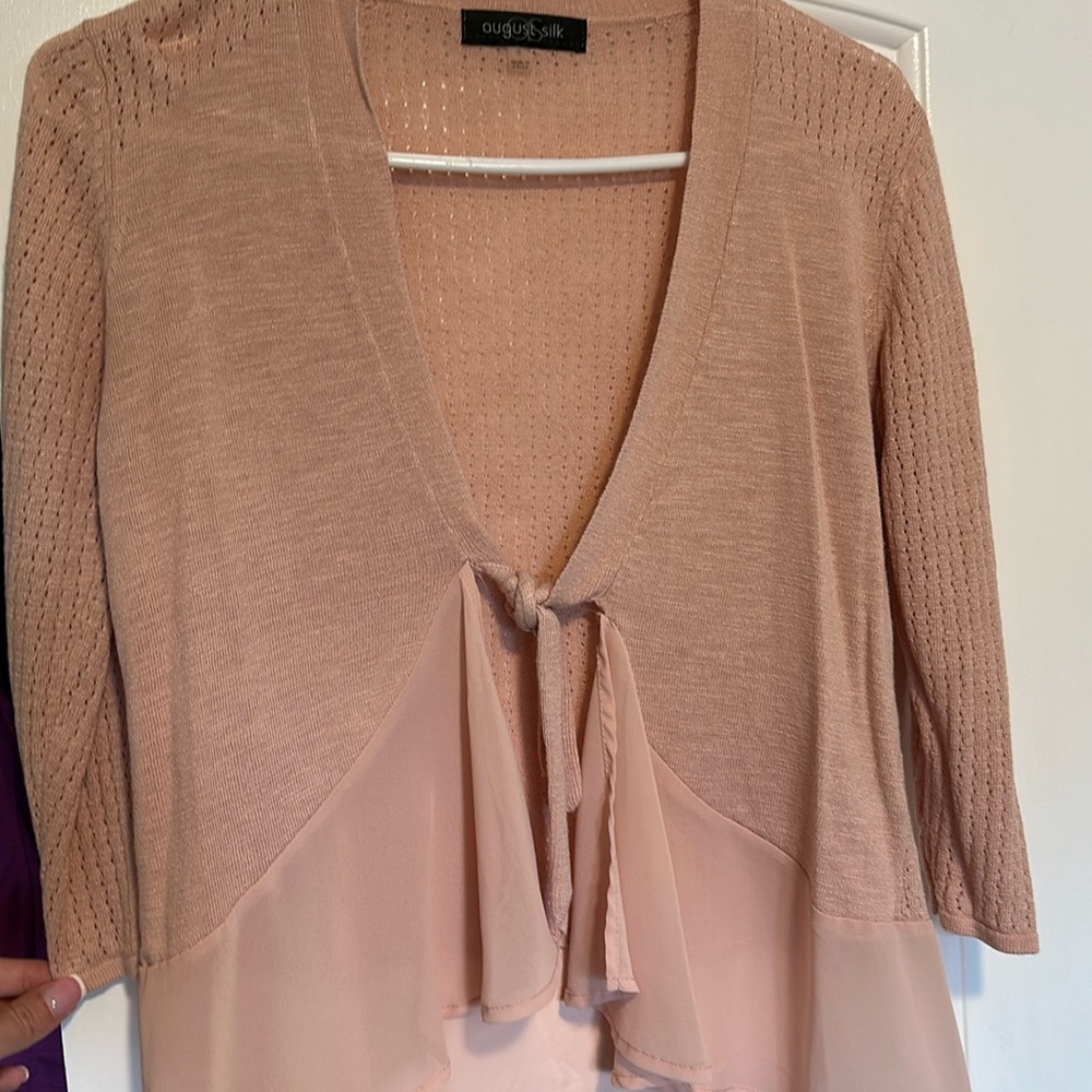 August Silk tie front sweater